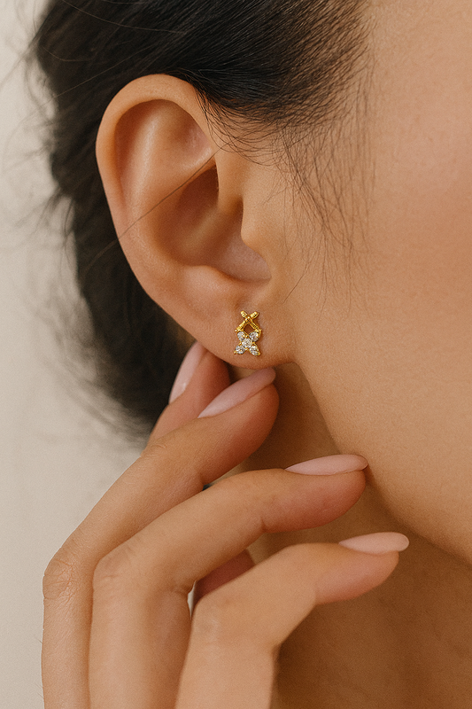 X Design Stud Earrings