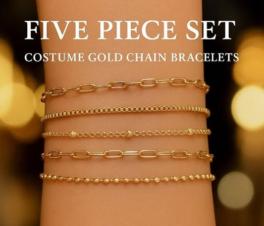 Golden & Silver Glamour: Set of 5 Stackable Bracelets
